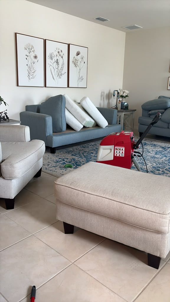 Deep cleaning in progress in a Southwest Florida home, every surface being scrubbed and sanitized